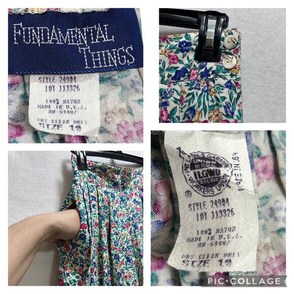 VTG Fundamental Things Ditsy Floral Culotte Pant 10 Cropped Pockets Cottage Boho - Picture 7 of 9